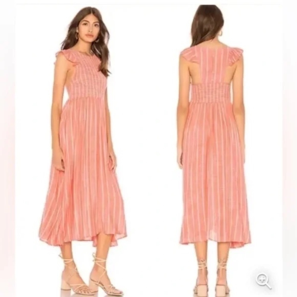 Free People Chambray Butterflies Midi Dress Red/White 45166